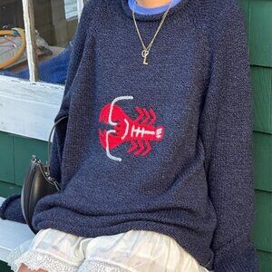 Loose Fit Lobster Woven Animal Sweatshirt